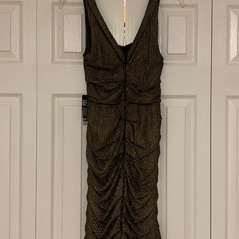 Gold Ruched Mini Dress - Picture 2 of 2